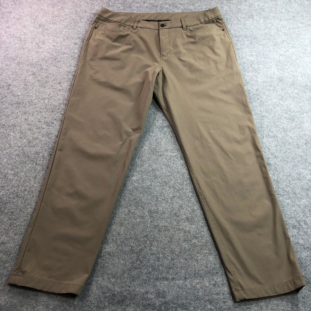 Lululemon Mens Commission Pant Classic 38 Brown Artifact Warpstreme Stretch